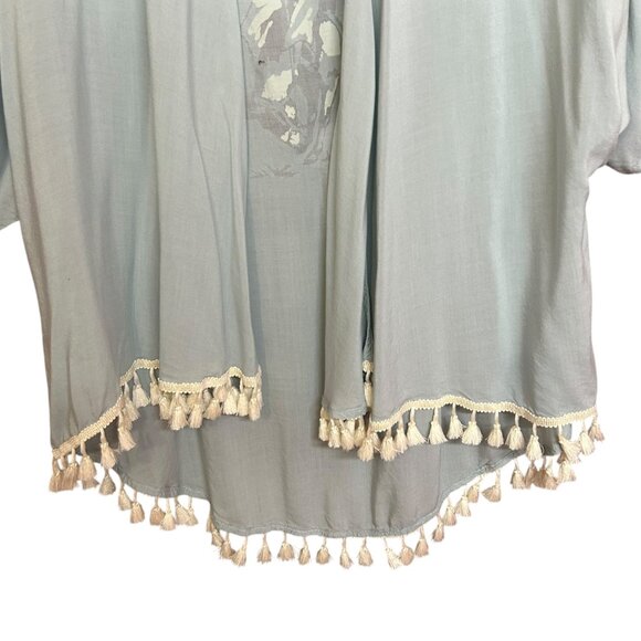 Cruel Denim Womens Blue Tassel Trimmed Rodeo Days Open Front Kimono Size XL - Picture 4 of 6